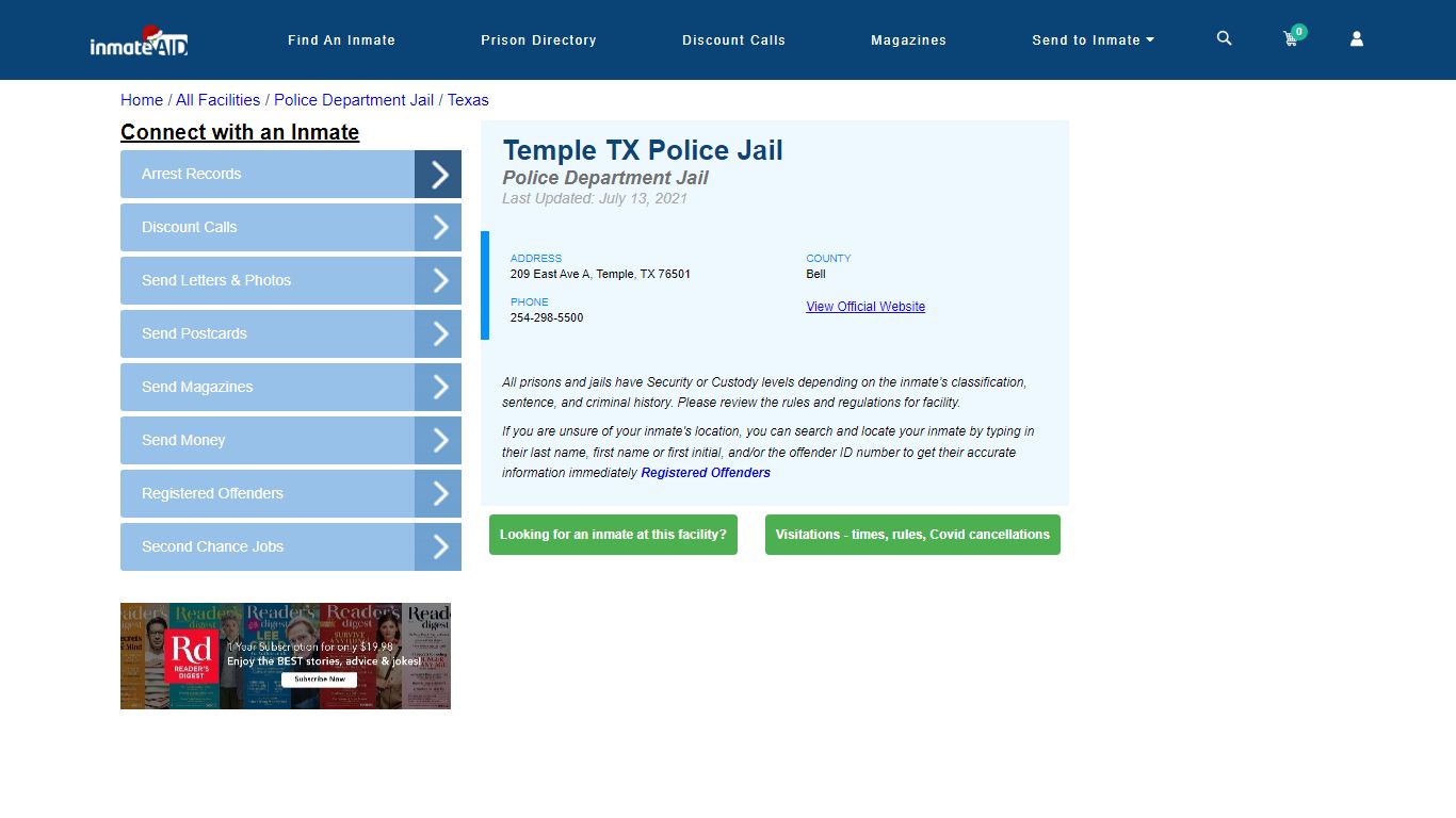 Temple TX Police Jail & Inmate Search - Temple, TX